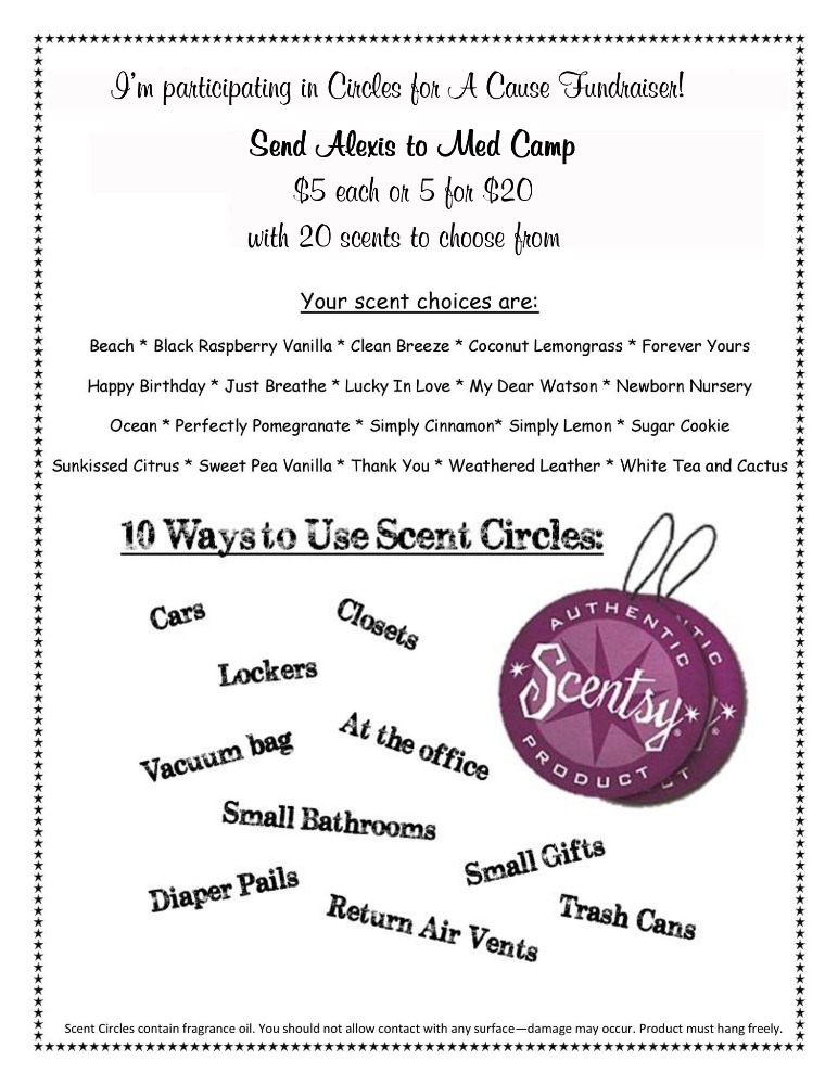 Order your Scentsy scent circles by Wednesday April 30th and help us reach our goal!